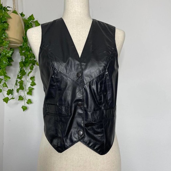Vintage Black Leather Vest by Gino di Giorgio - Picture 2 of 6